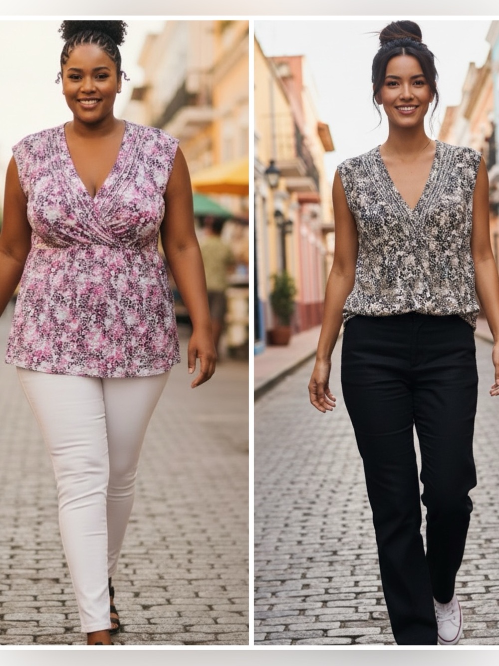 Bobbie Brooks Top Sz 1X (16-18) Sleeveless Overlap V-style Animal Print Lot Of 2